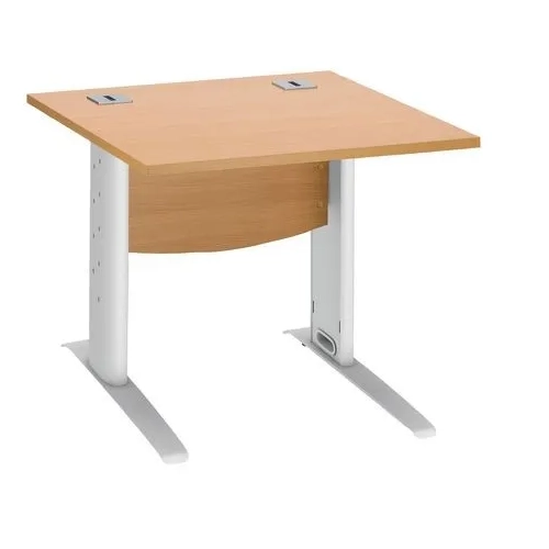 Mesa oficina patas metalicas blancas en L  180cm haya