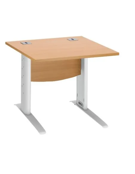 Mesa oficina patas metalicas blancas en L  180cm haya