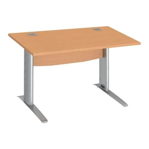 Mesa oficina patas metalicas aluminio en L  120cm haya