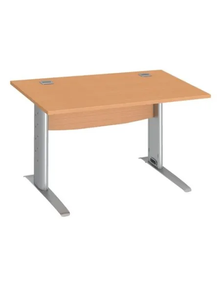 Mesa oficina patas metalicas aluminio en L  120cm haya
