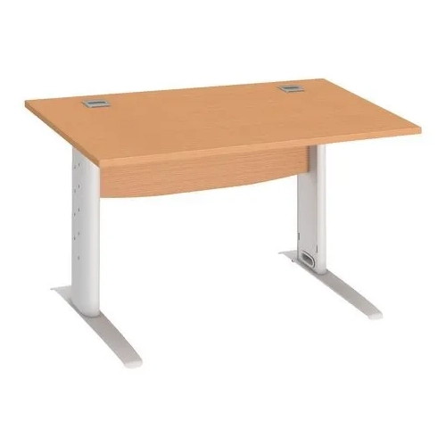 Mesa oficina patas metalicas blancas en L  120cm haya