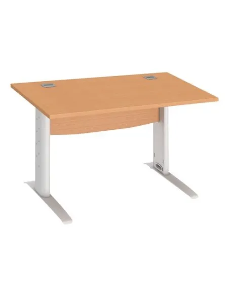 Mesa oficina patas metalicas blancas en L  120cm haya