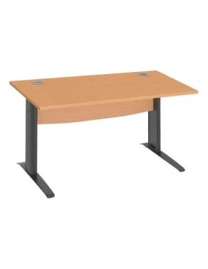 Mesa oficina patas metalicas antracita en L  140cm haya