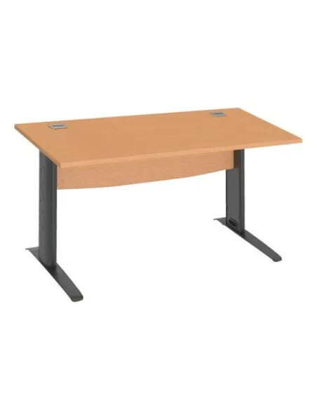 Mesa oficina patas metalicas antracita en L  140cm haya