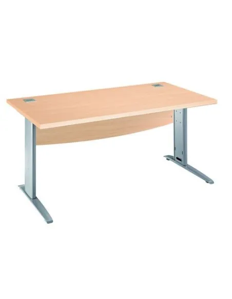 Mesa oficina patas metalicas aluminio en L  160cm roble haya