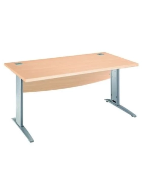 Mesa oficina patas metalicas blancas en L  160cm haya