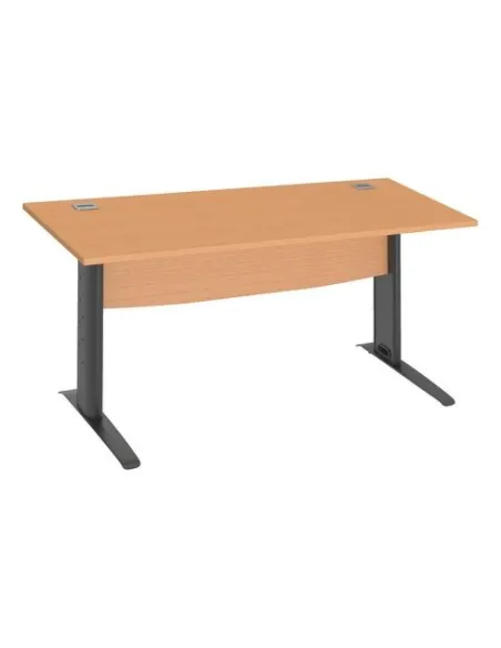 Mesa oficina patas metalicas antracita en L  160cm haya