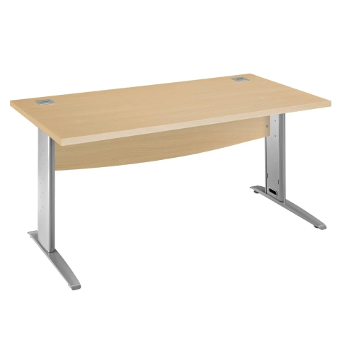 Mesa oficina patas metalicas aluminio en L  180cm haya
