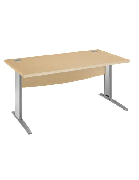 Mesa oficina patas metalicas aluminio en L  180cm haya