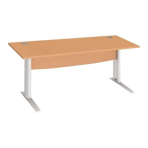 Mesa oficina patas metalicasblancas en L  180cm haya