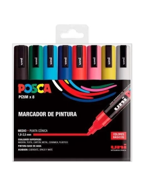 Posca Rotulador PC5M 8 colores básicos surtidos