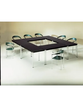 Mesa rectangular Confort 140 negra patas cromadas