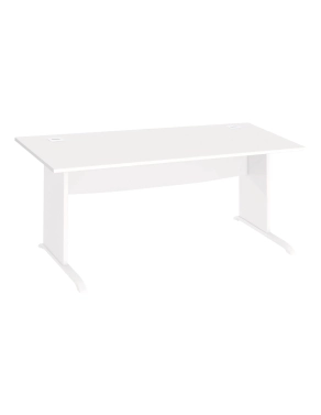 Mesa oficina 1690 patas madera en L blanca