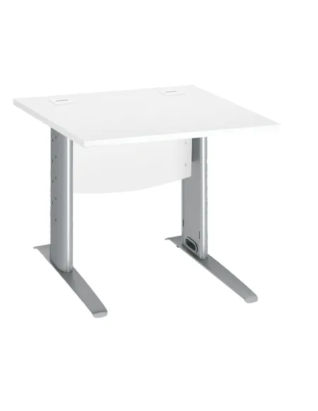 Mesa oficina patas metalicas aluminio en L  80cm blanca