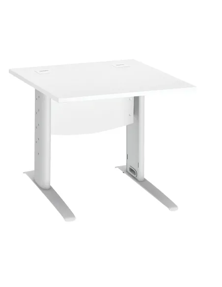 Mesa oficina patas metalicas en L  80cm blanca