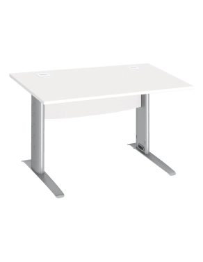 Mesa oficina patas metalicas aluminio en L  120cm blanca