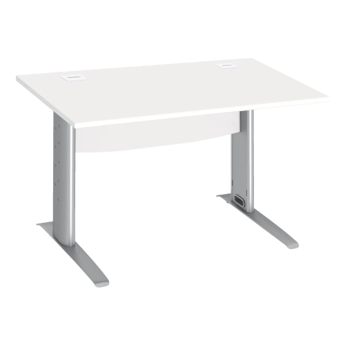 Mesa oficina patas metalicas aluminio en L  120cm blanca