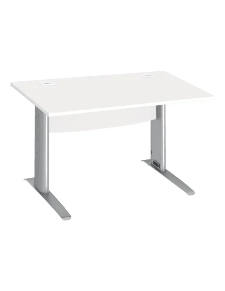 Mesa oficina patas metalicas aluminio en L  120cm blanca