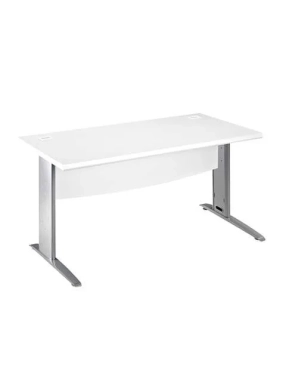 Mesa oficina patas metalicas aluminio en L  140cm blanca