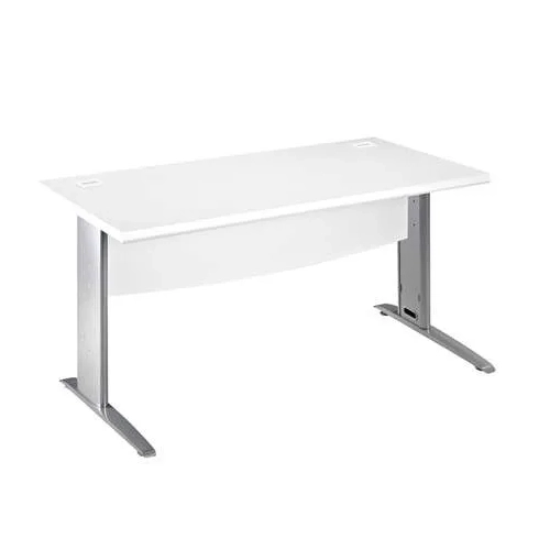 Mesa oficina patas metalicas aluminio en L  140cm blanca