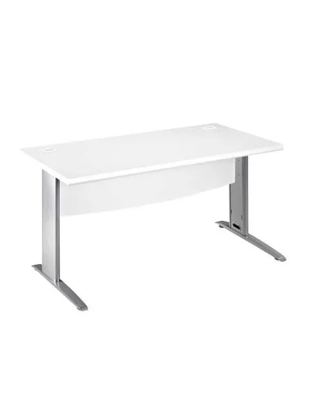 Mesa oficina patas metalicas aluminio en L  140cm blanca