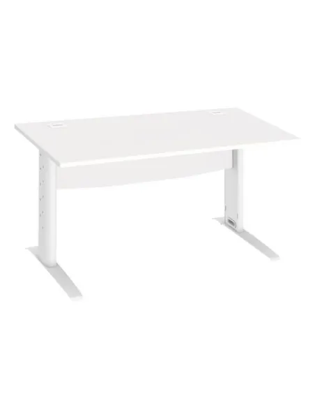 Mesa oficina patas metalicas blancas en L  140cm blanca