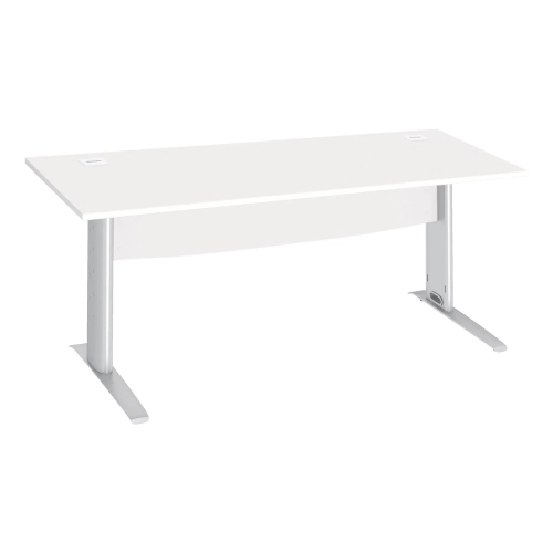 Mesa oficina patas metalicas aluminio en L  180cm blanca