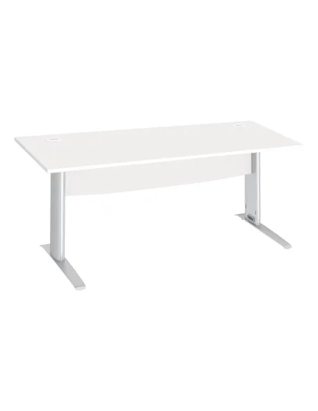 Mesa oficina patas metalicas aluminio en L  180cm blanca