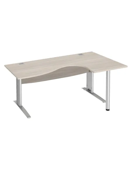 Mesa oficina 160 roble gris ala derecha pata metal aluminio