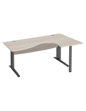 Mesa oficina 160 roble gris ala derecha pata metal antracita