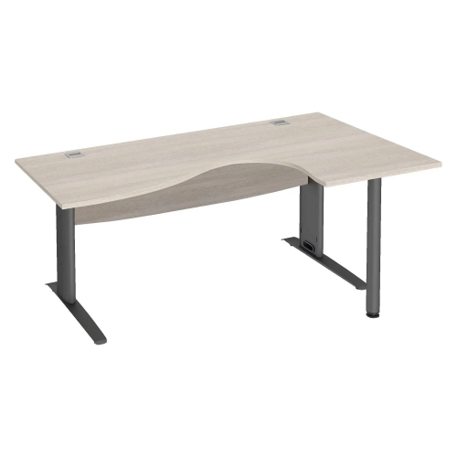 Mesa oficina 160 roble gris ala derecha pata metal antracita