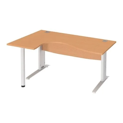 Mesa oficina 160 haya ala izquierda patas metal blanca