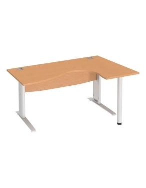 Mesa oficina 160 haya ala derecha patas metal blancas