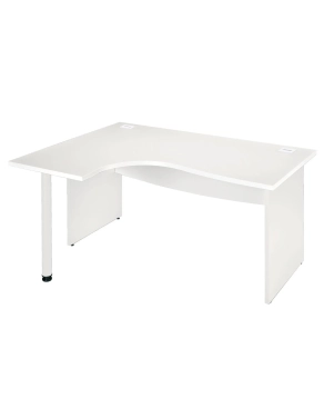Mesa oficina 160 ala izquierda patas madera rectas blanca