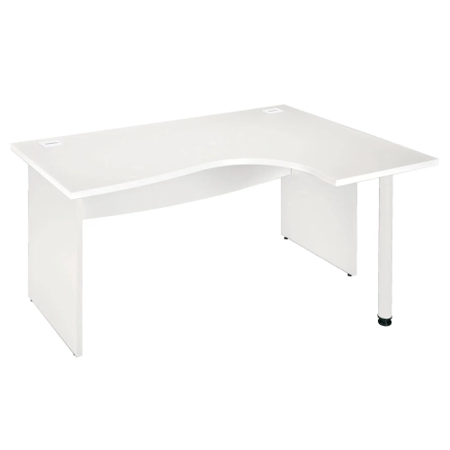 Mesa oficina 160 ala derecha patas madera rectas blanca