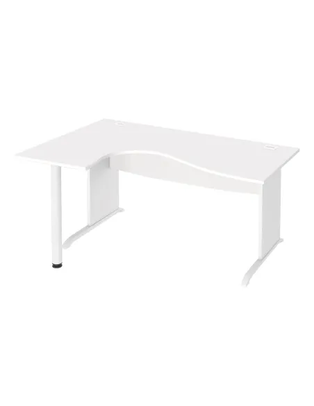 Mesa oficina 160 ala izquierda patas madera en L blanca