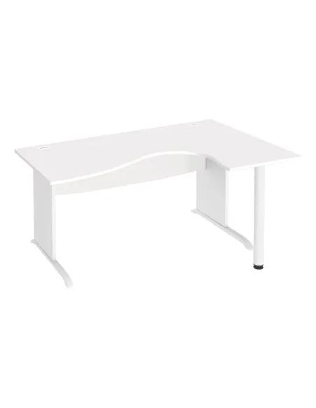 Mesa oficina 180 ala derecha patas madera en L blanca
