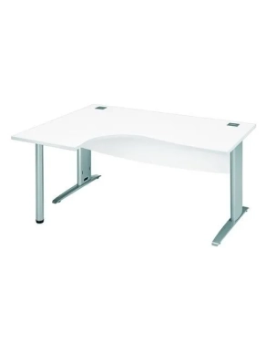 Mesa oficina 160 blanca ala izquierda patas metal aluminio