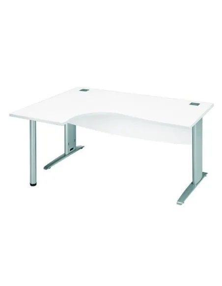 Mesa oficina 160 blanca ala izquierda patas metal aluminio