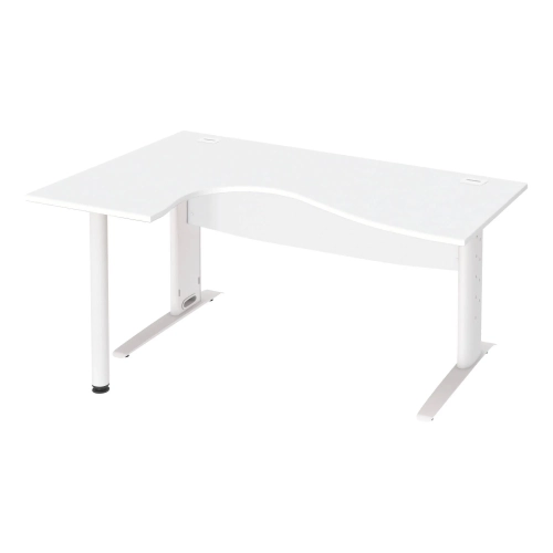 Mesa oficina 160 blanca ala izquierda patas metal blanca