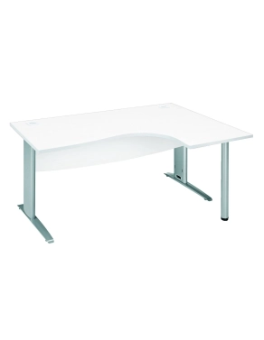 Mesa oficina 160 blanca ala derecha patas metal aluminio