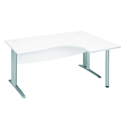 Mesa oficina 160 blanca ala derecha patas metal aluminio
