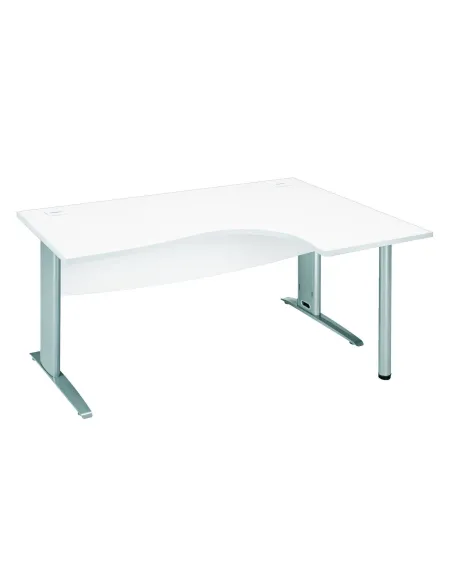 Mesa oficina 160 blanca ala derecha patas metal aluminio