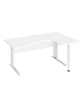 Mesa oficina 160 blanca ala derecha patas metal blanca
