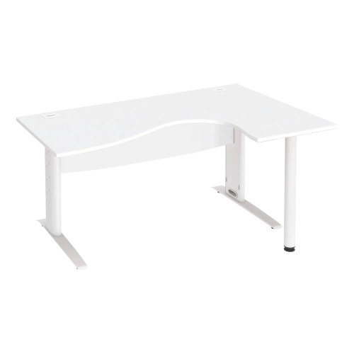 Mesa oficina 160 blanca ala derecha patas metal blanca