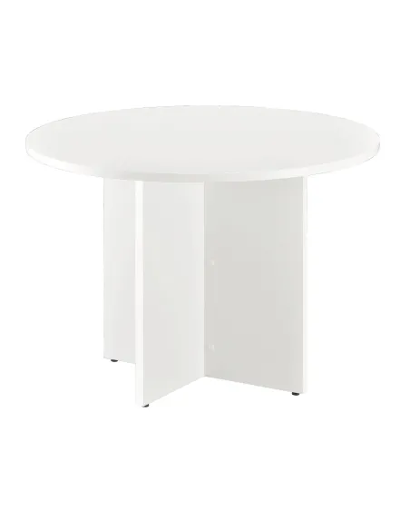 Mesa redonda 100 cm blanca patas en cruz blancas