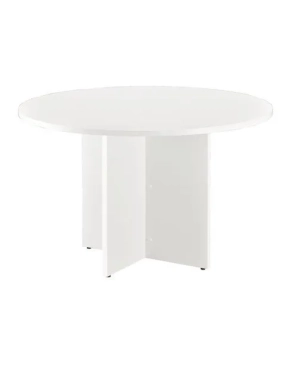 Mesa redonda 120 cm blanca pata en cruz blancas