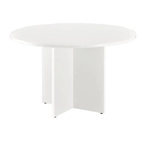 Mesa redonda 120 cm blanca pata en cruz blancas