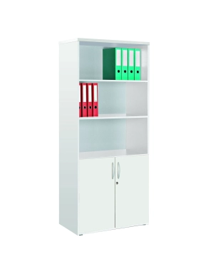 Armario biblioteca alto 182x80 puertas bajas blanco