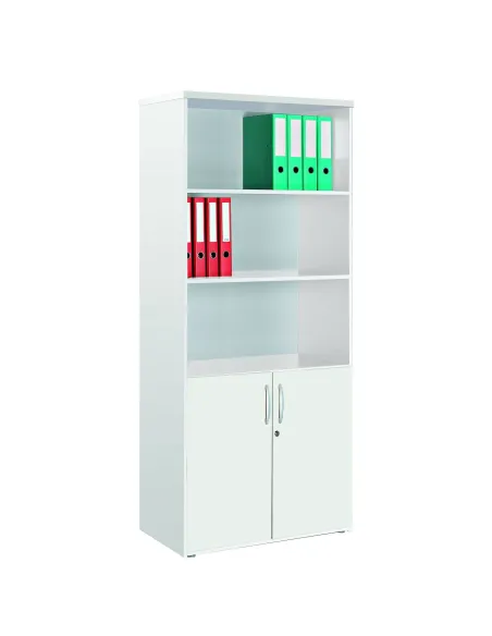 Armario biblioteca alto 182x80 puertas bajas blanco